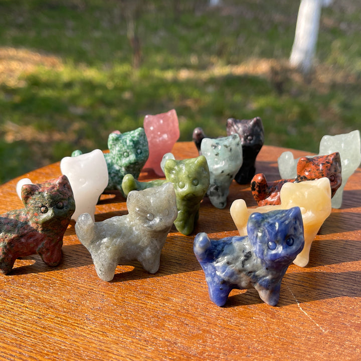 Natural Crystal Carving Mini Cat