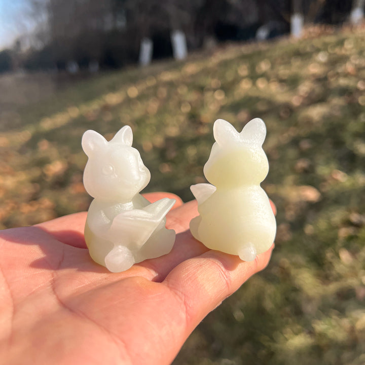 Natural Crystal Carving Afghanistan Jade Reading Rabbit