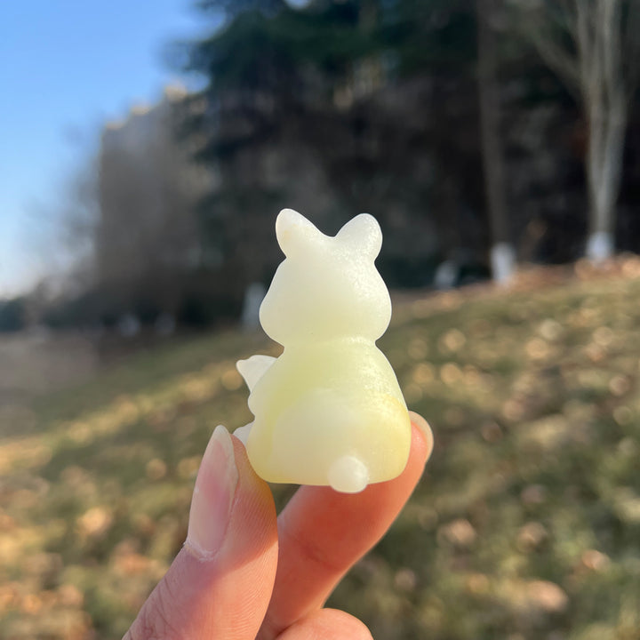 Natural Crystal Carving Afghanistan Jade Reading Rabbit