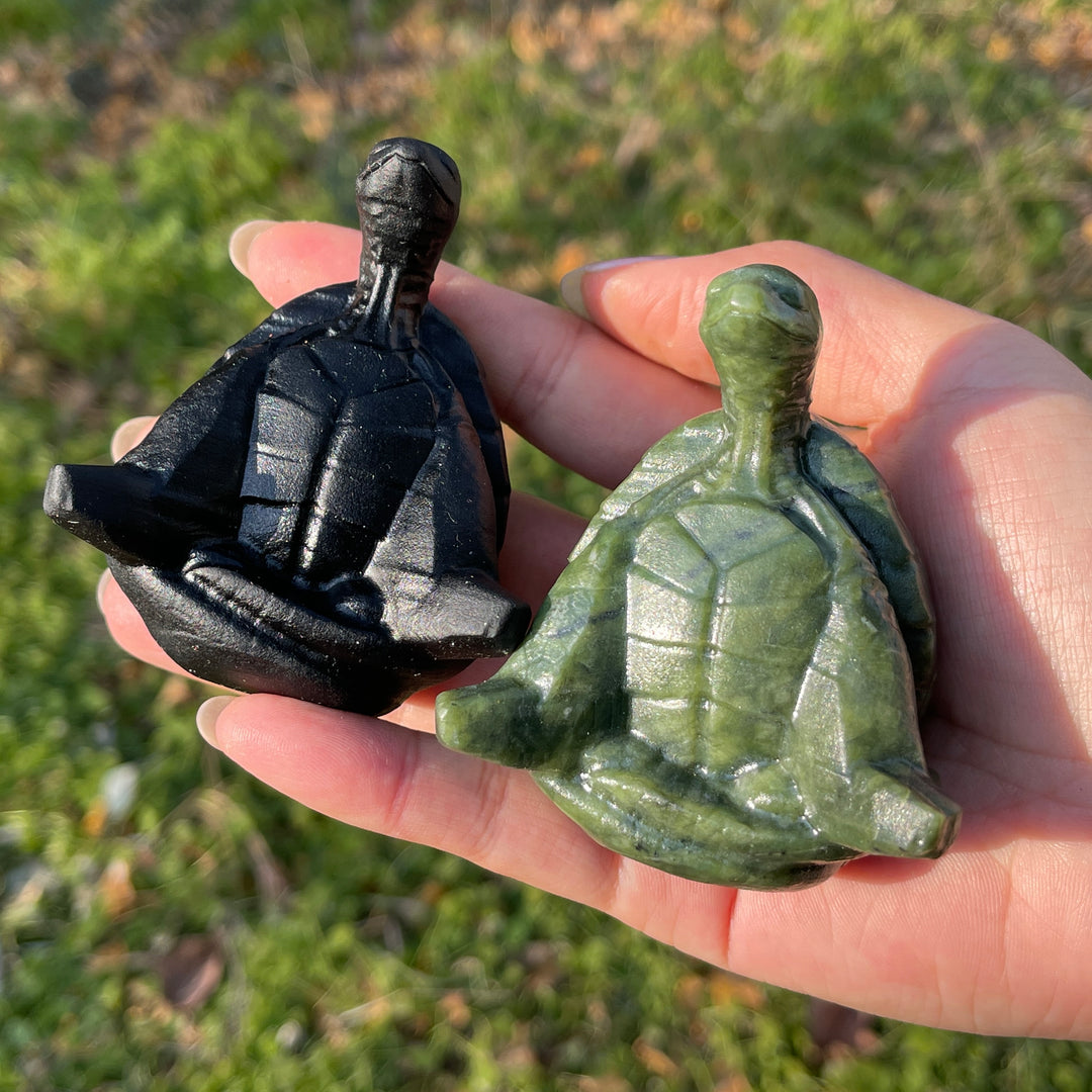 Natural Crystal Carving Meditating Sea Turtle