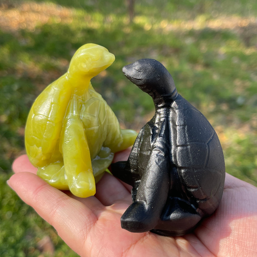 Natural Crystal Carving Meditating Sea Turtle