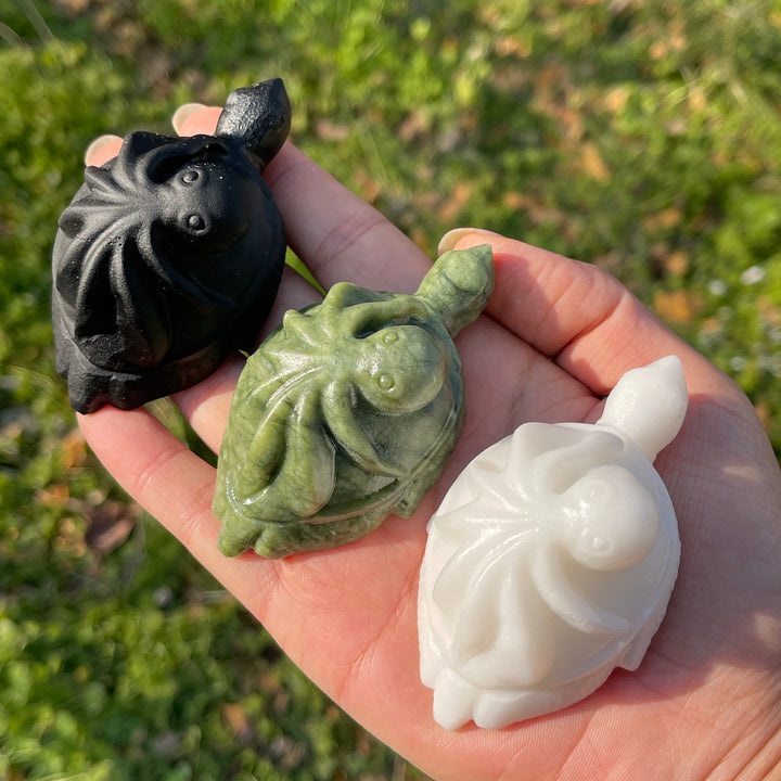 Natural Crystal Carving Octopus-Turtle Symbiosis