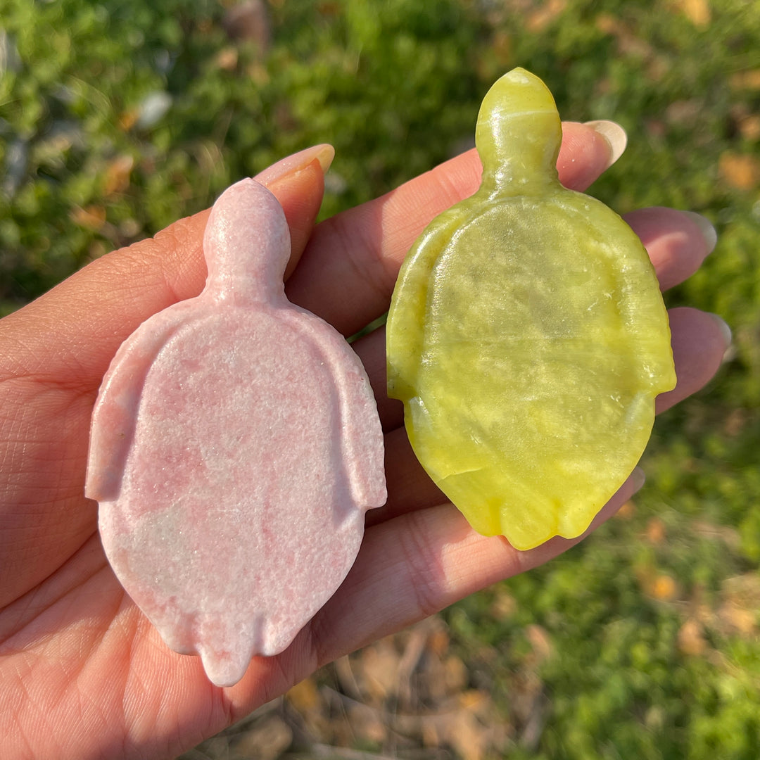 Natural Crystal Carving Octopus-Turtle Symbiosis