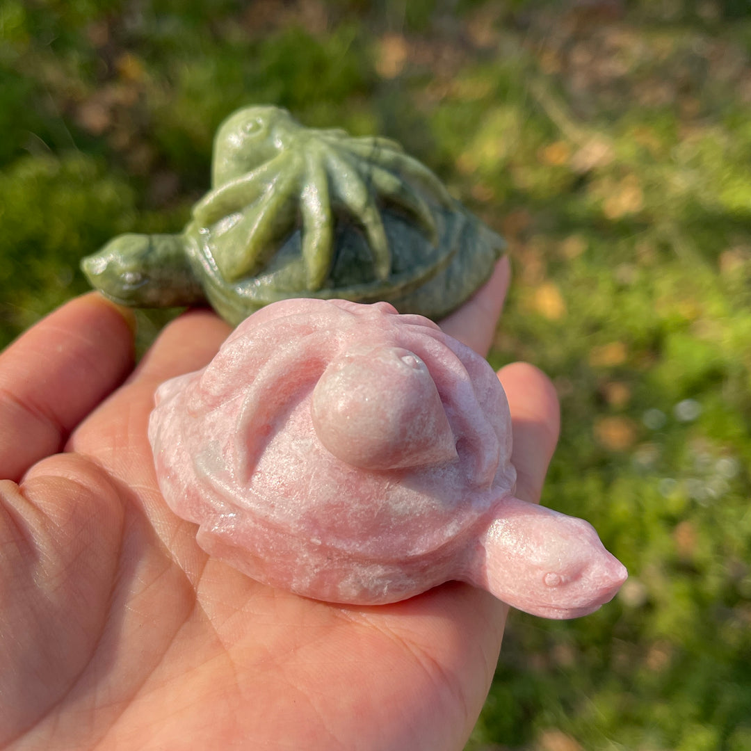 Natural Crystal Carving Octopus-Turtle Symbiosis