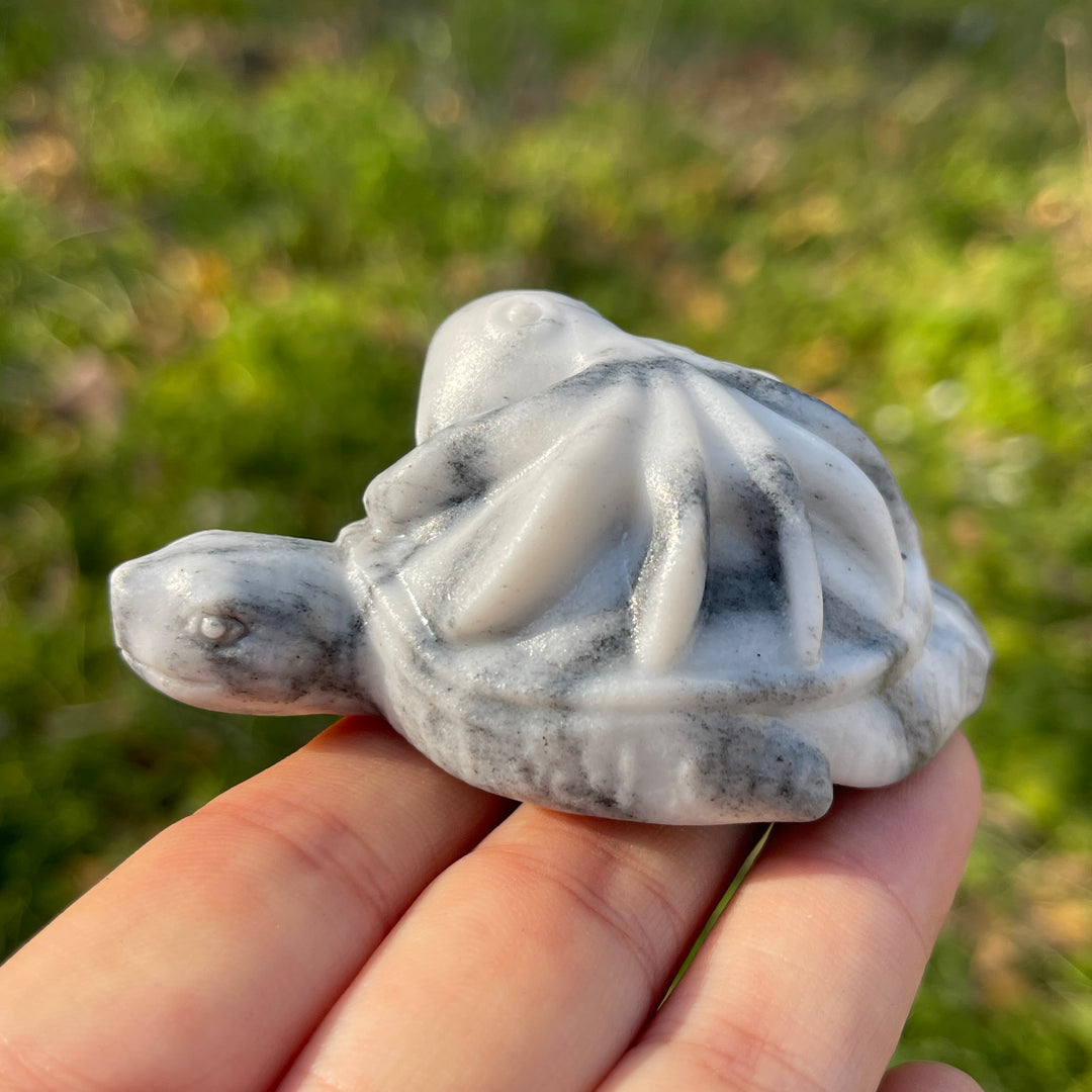 Natural Crystal Carving Octopus-Turtle Symbiosis