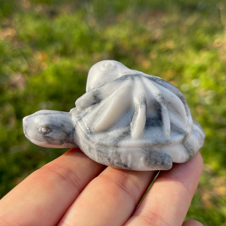 Natural Crystal Carving Octopus-Turtle Symbiosis