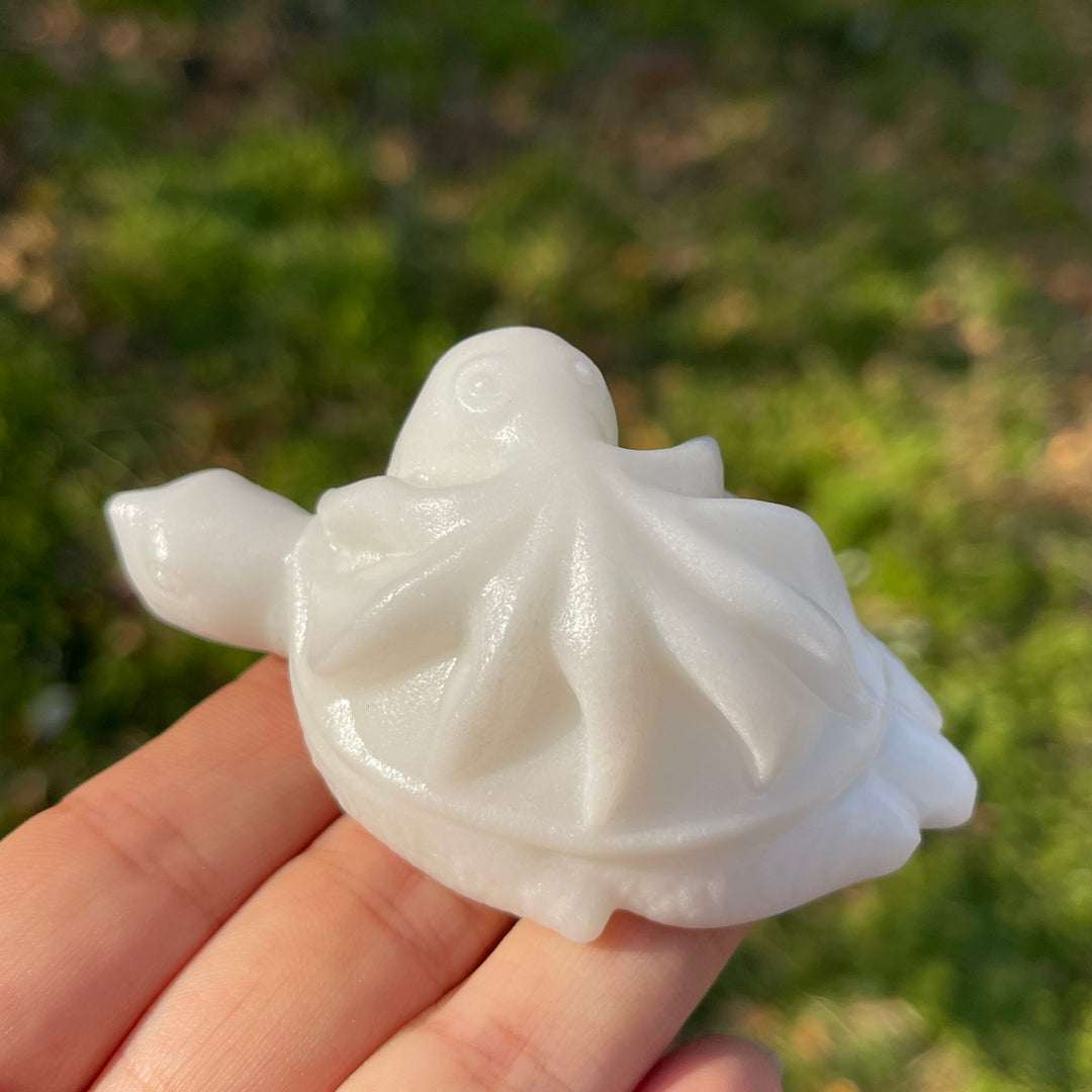 Natural Crystal Carving Octopus-Turtle Symbiosis