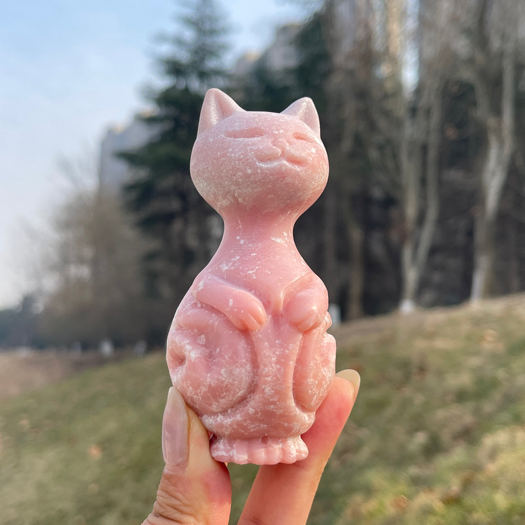 Natural Crystal Carving Standing Cat