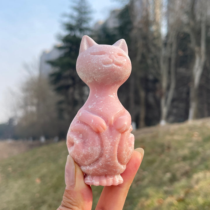 Natural Crystal Carving Standing Cat