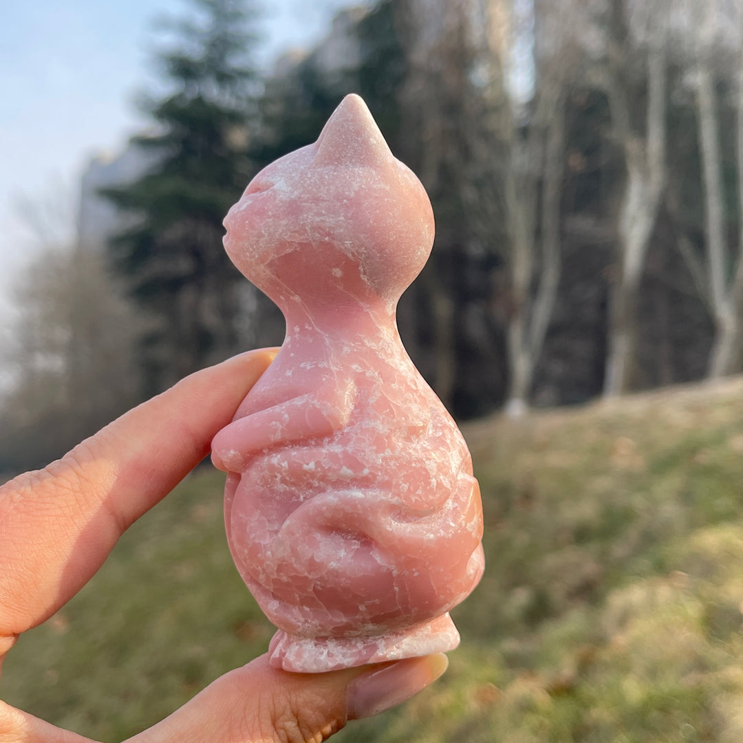 Natural Crystal Carving Standing Cat