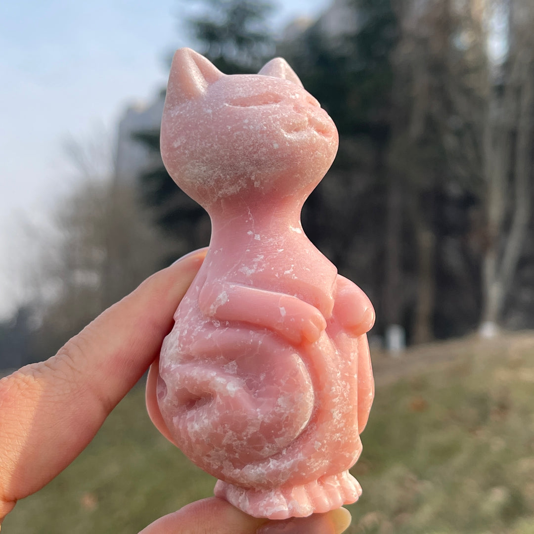 Natural Crystal Carving Standing Cat