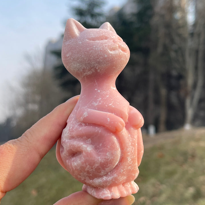 Natural Crystal Carving Standing Cat