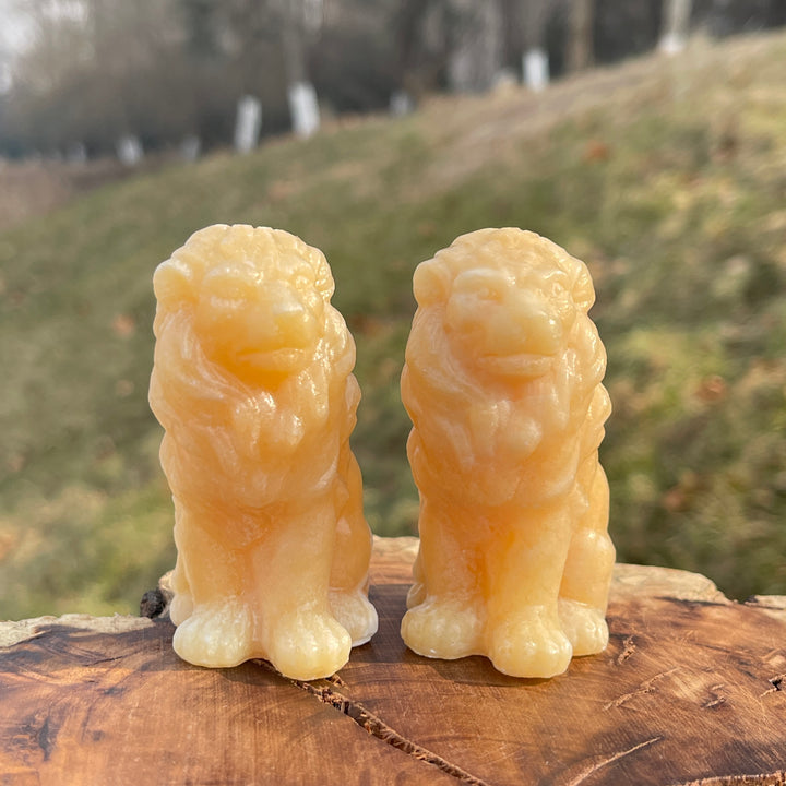 Natural Crystal Carving Yellow Calcite Lion