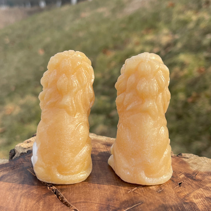 Natural Crystal Carving Yellow Calcite Lion