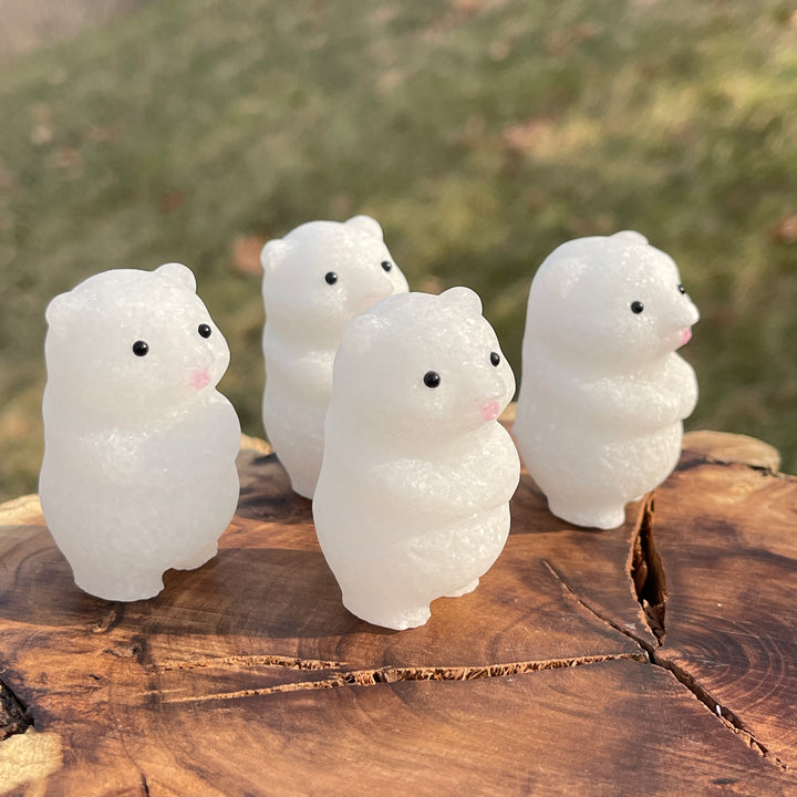 Natural Crystal Carving White Jade Bear