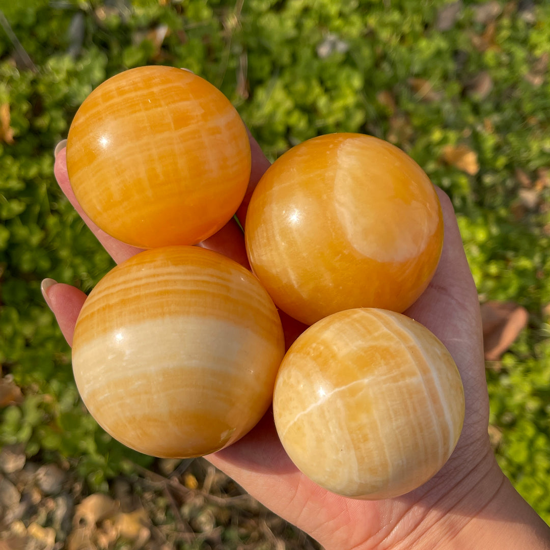 Natural Crystal Yellow Calcite Sphere