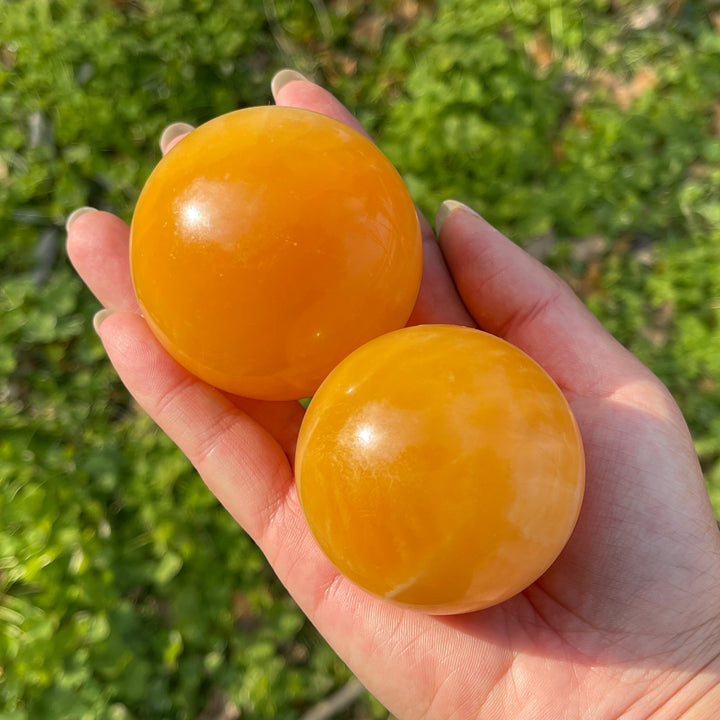 Natural Crystal Yellow Calcite Sphere