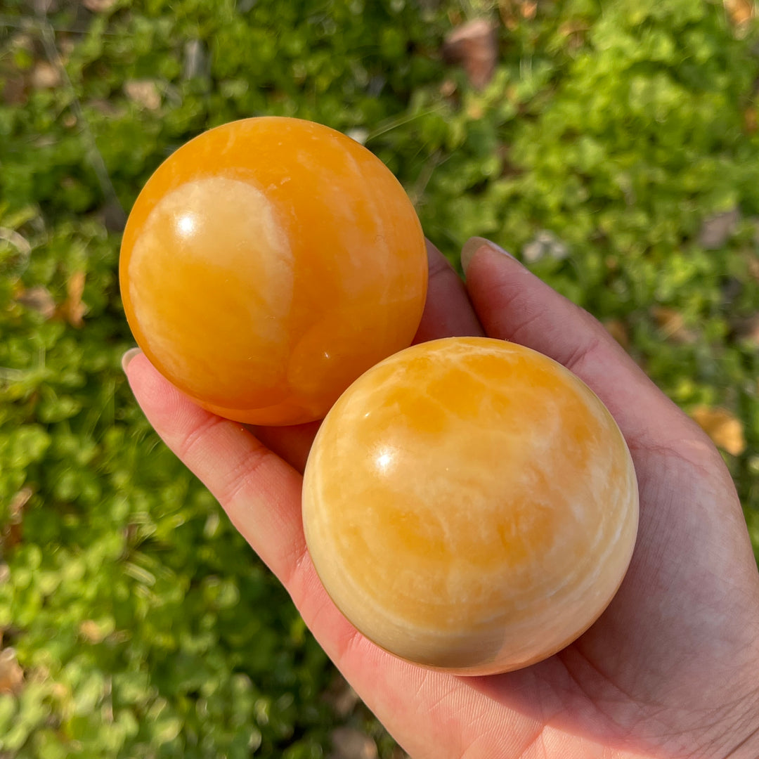 Natural Crystal Yellow Calcite Sphere