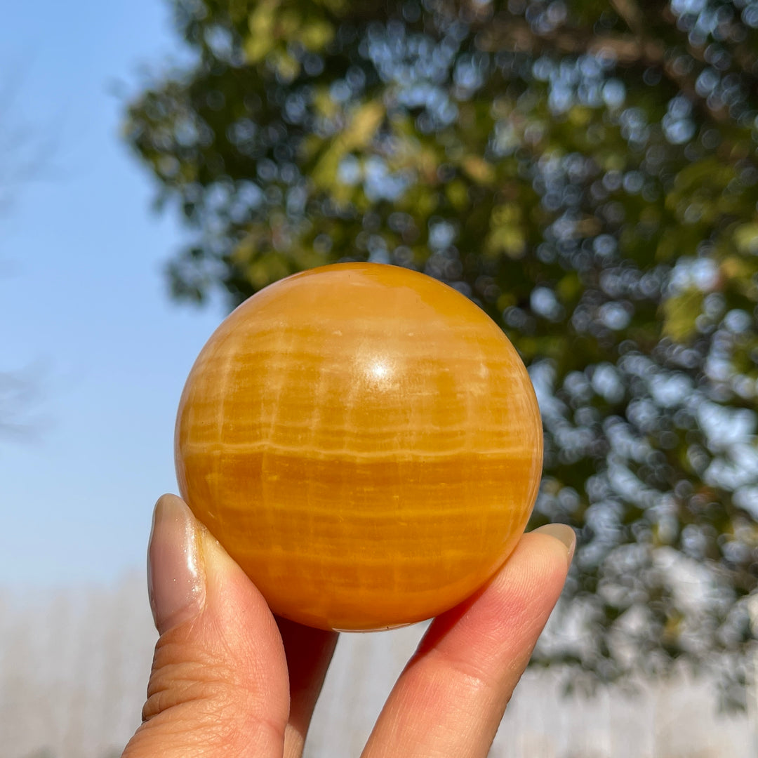 Natural Crystal Yellow Calcite Sphere