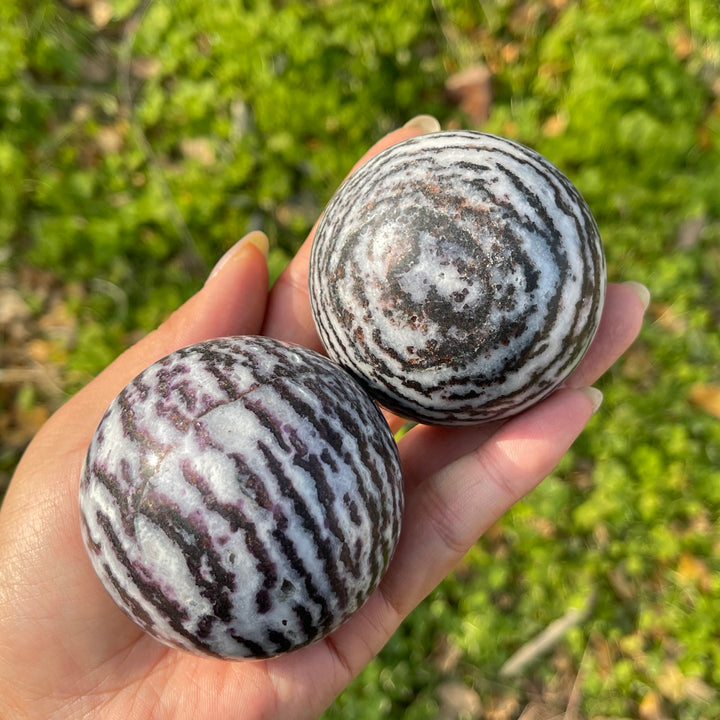 Natural Crystal Purple Zebra Fluorite Sphere