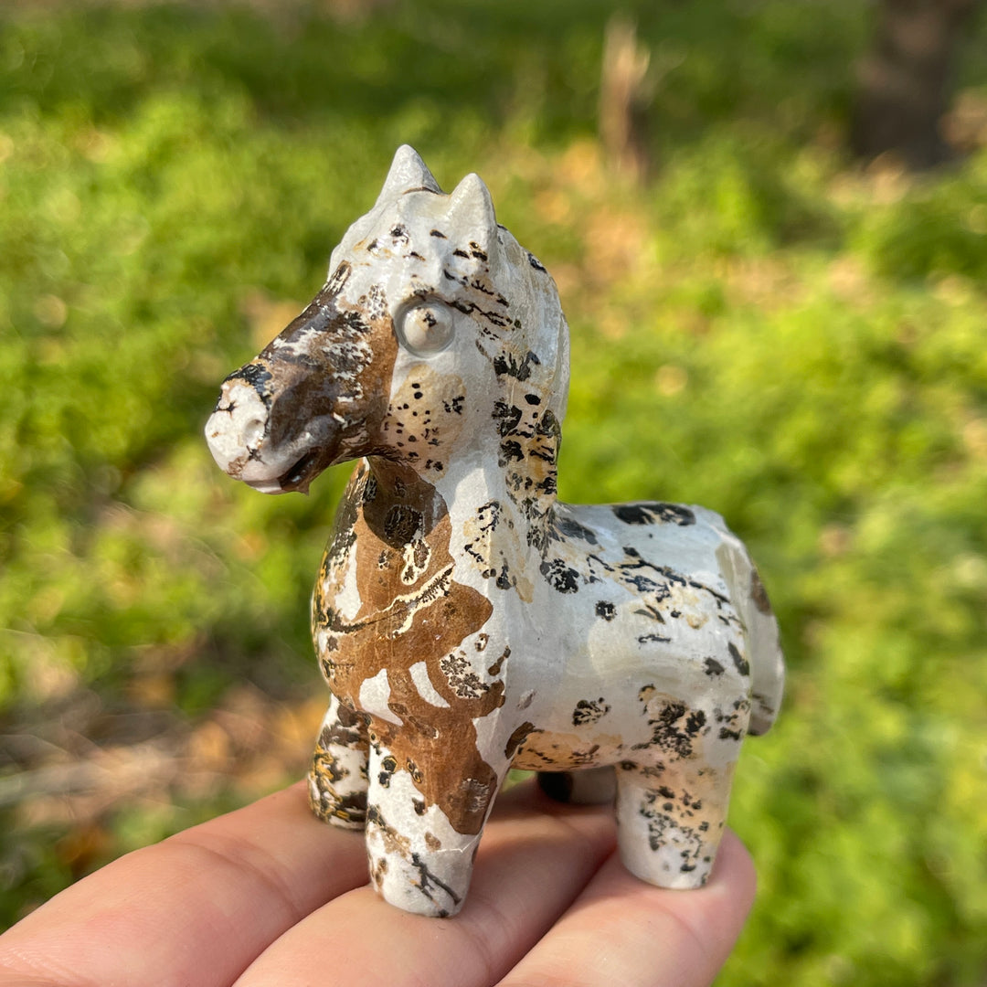 Natural Crystal Carving Picture Jasper Horse