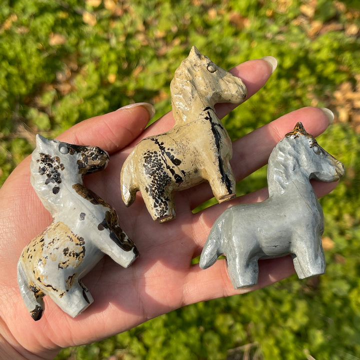 Natural Crystal Carving Picture Jasper Horse