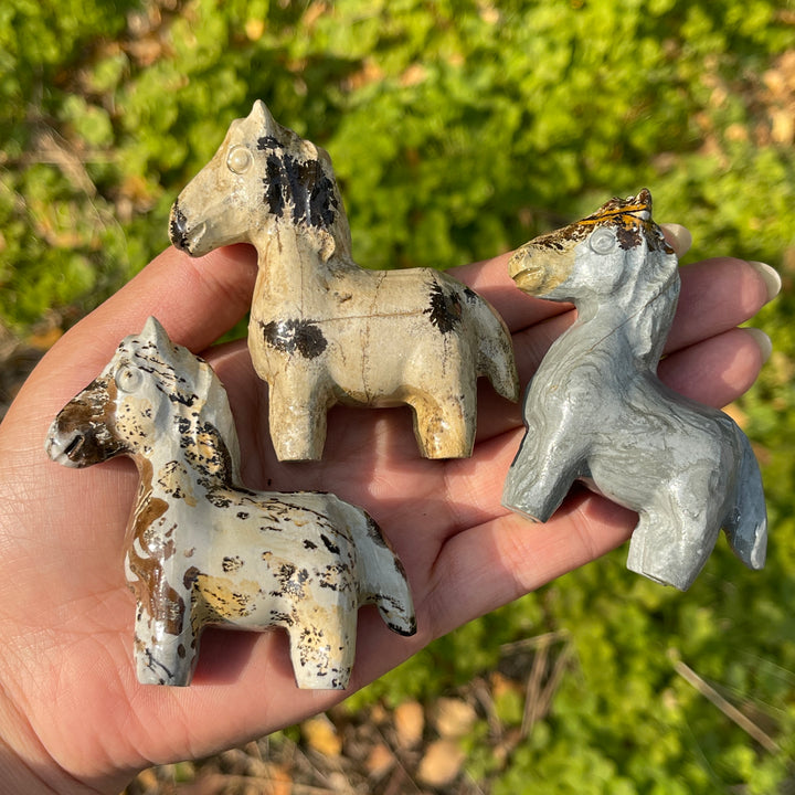 Natural Crystal Carving Picture Jasper Horse