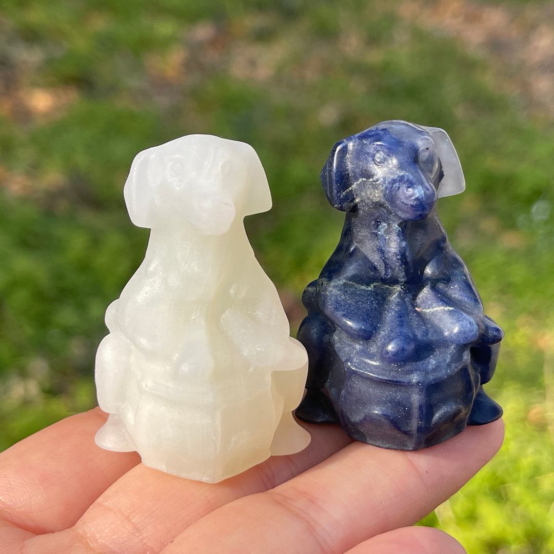 Natural Crystal Carving Playful Drumming Dog