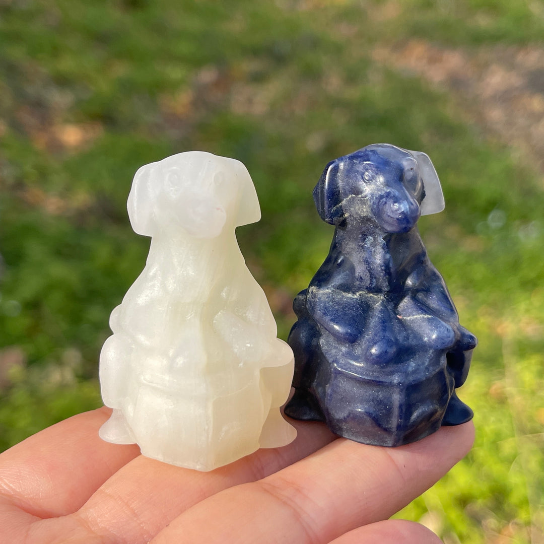 Natural Crystal Carving Playful Drumming Dog