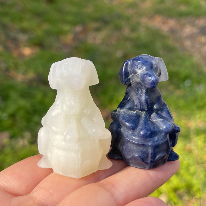 Natural Crystal Carving Playful Drumming Dog