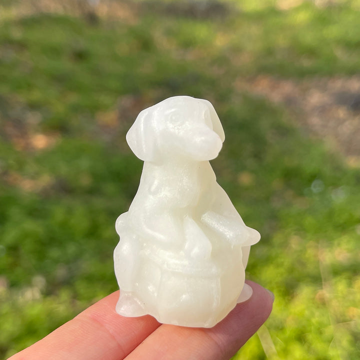 Natural Crystal Carving Playful Drumming Dog