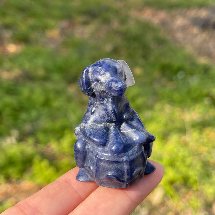 Natural Crystal Carving Playful Drumming Dog