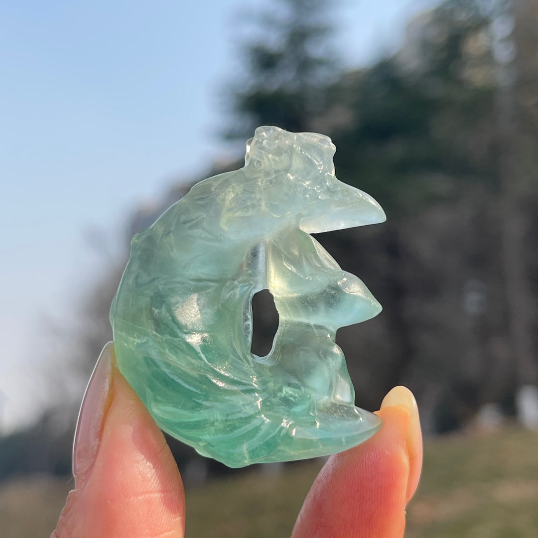 Natural Crystal Carving Moon Nine-Tailed Fox