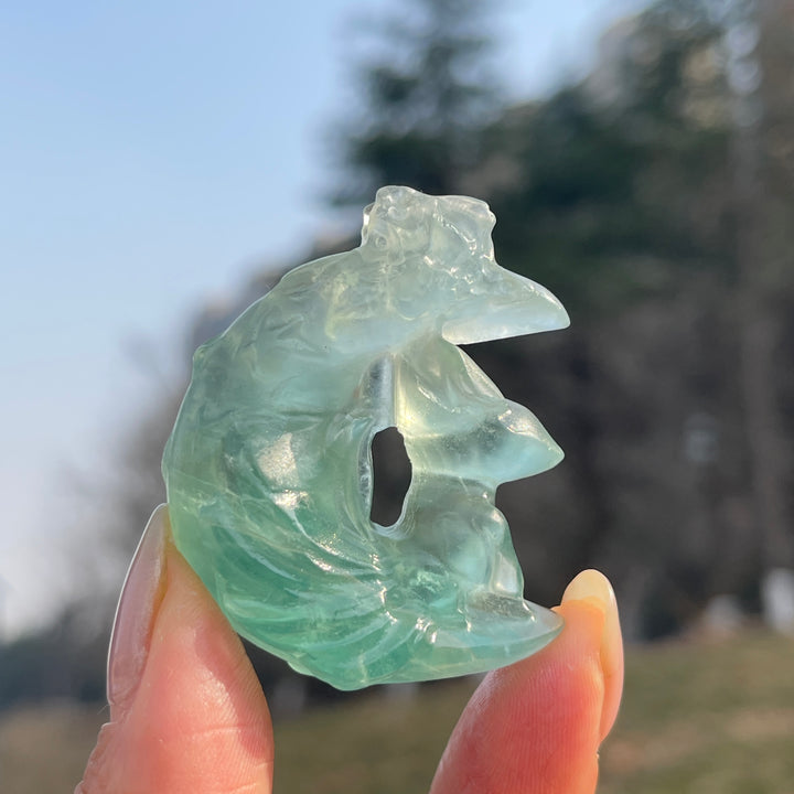 Natural Crystal Carving Moon Nine-Tailed Fox