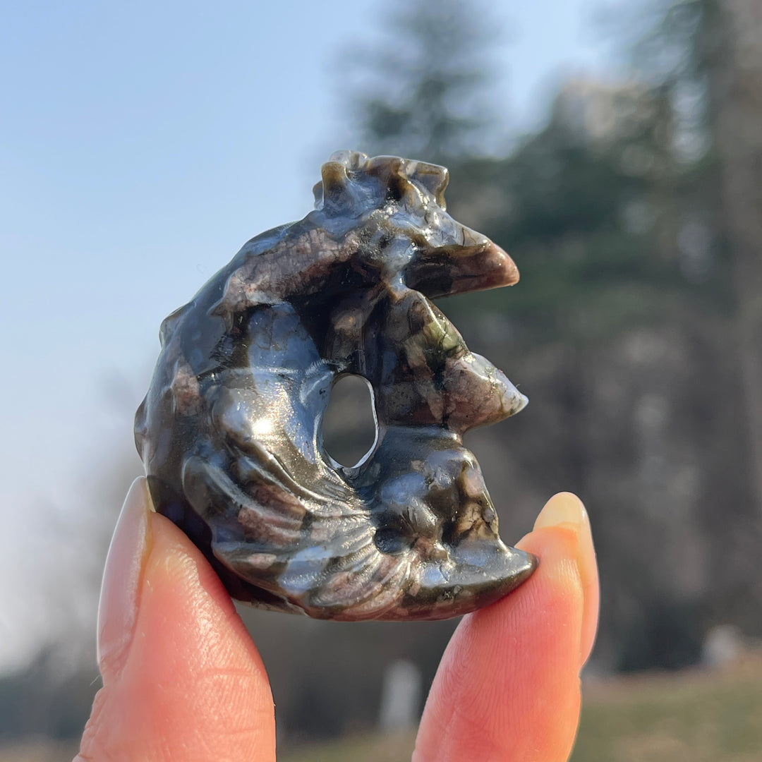 Natural Crystal Carving Moon Nine-Tailed Fox