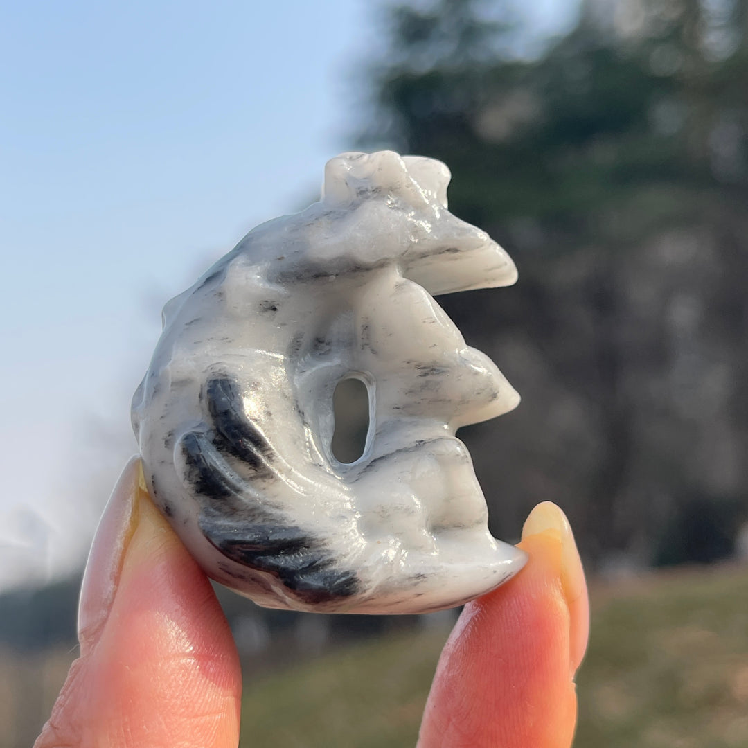 Natural Crystal Carving Moon Nine-Tailed Fox
