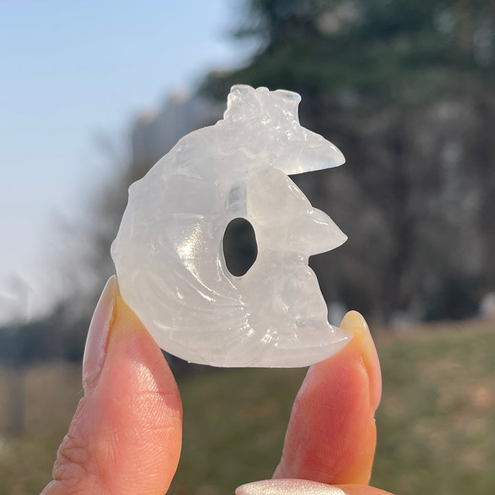 Natural Crystal Carving Moon Nine-Tailed Fox