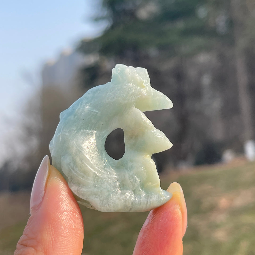 Natural Crystal Carving Moon Nine-Tailed Fox