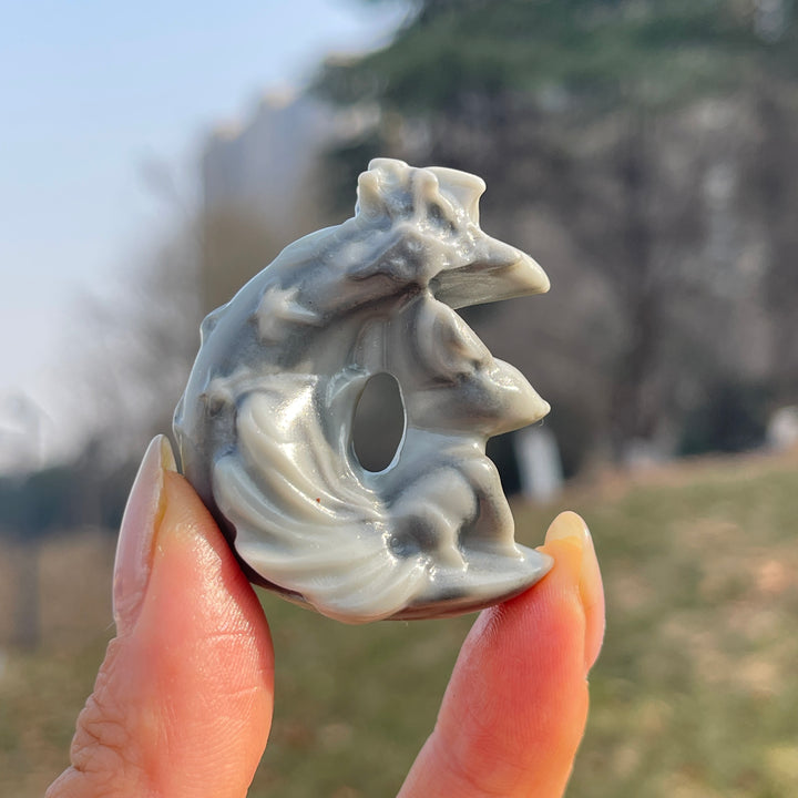 Natural Crystal Carving Moon Nine-Tailed Fox
