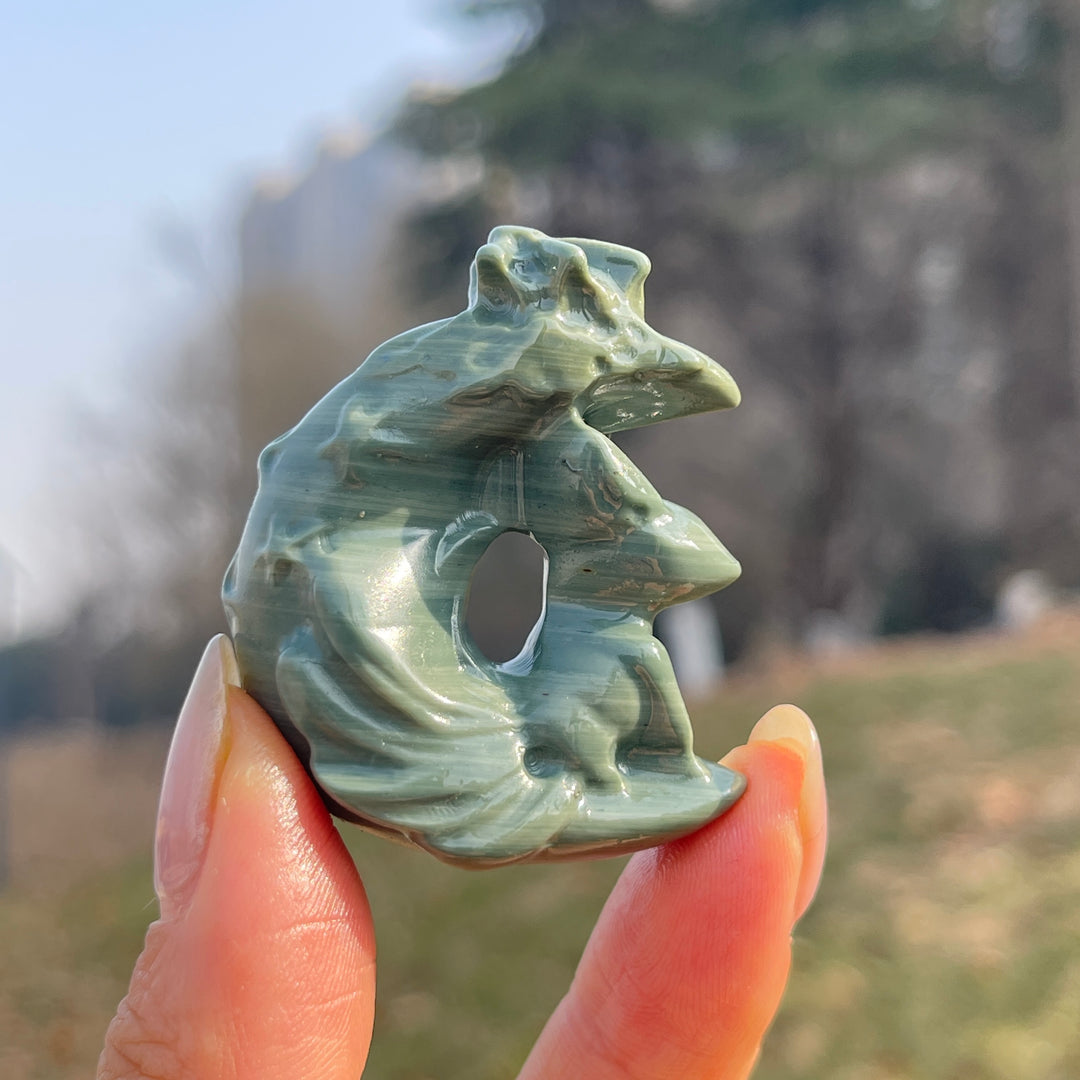 Natural Crystal Carving Moon Nine-Tailed Fox