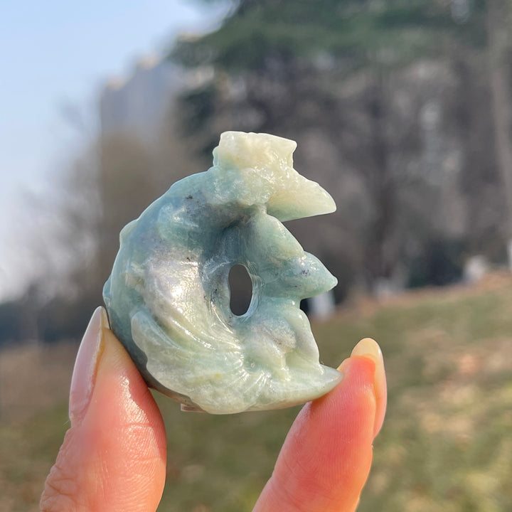 Natural Crystal Carving Moon Nine-Tailed Fox
