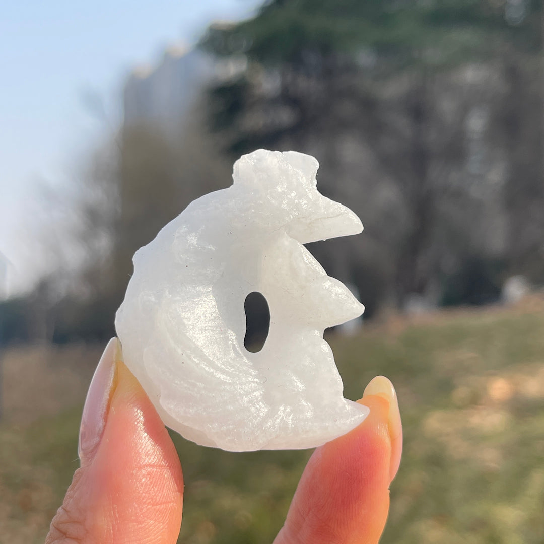 Natural Crystal Carving Moon Nine-Tailed Fox
