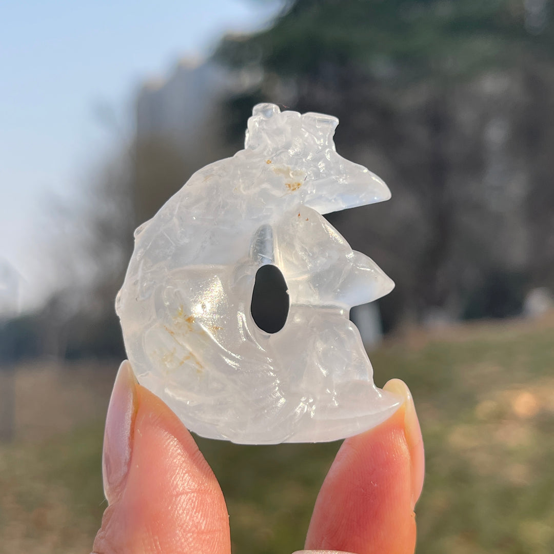 Natural Crystal Carving Moon Nine-Tailed Fox