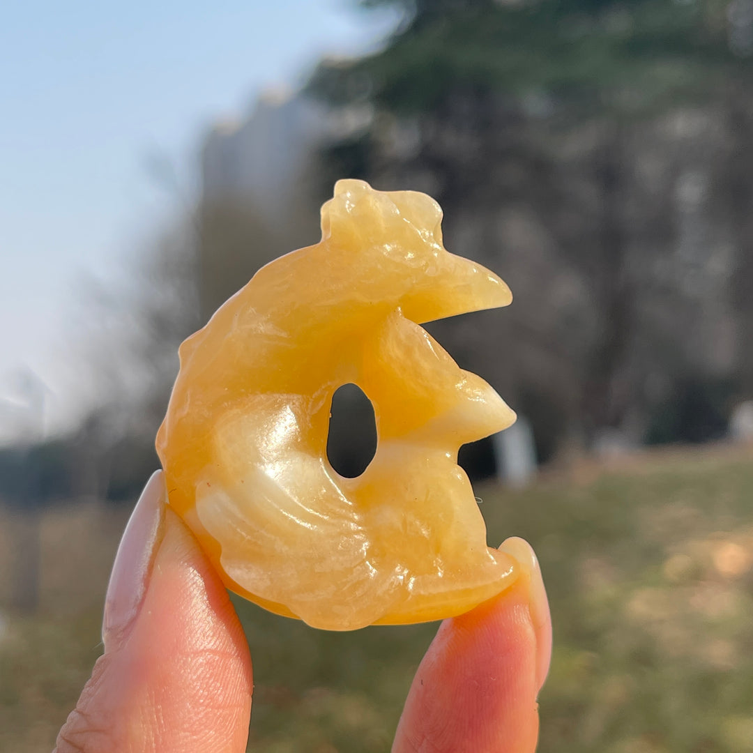 Natural Crystal Carving Moon Nine-Tailed Fox