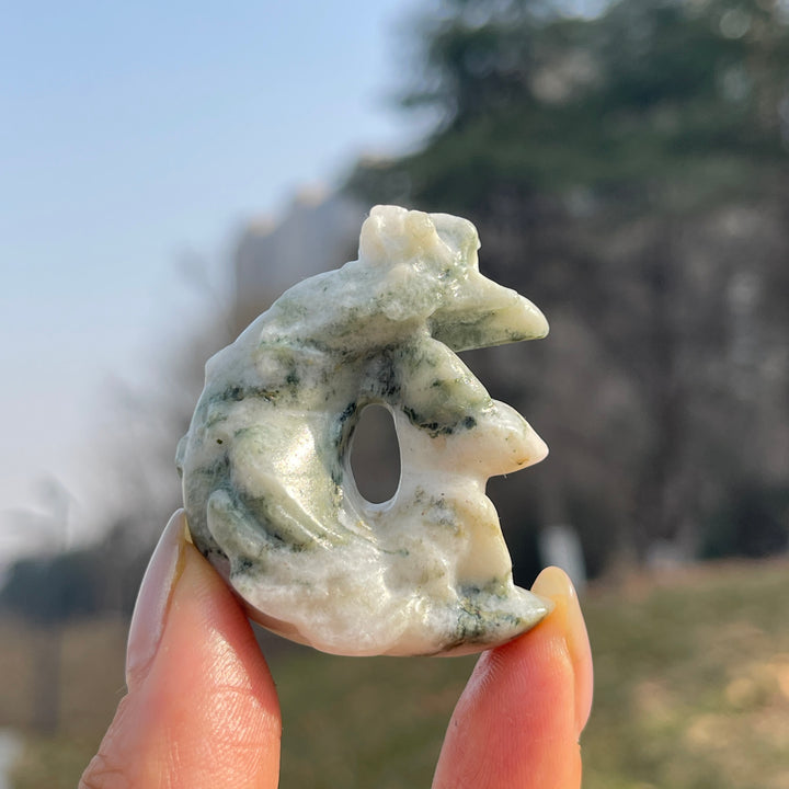 Natural Crystal Carving Moon Nine-Tailed Fox