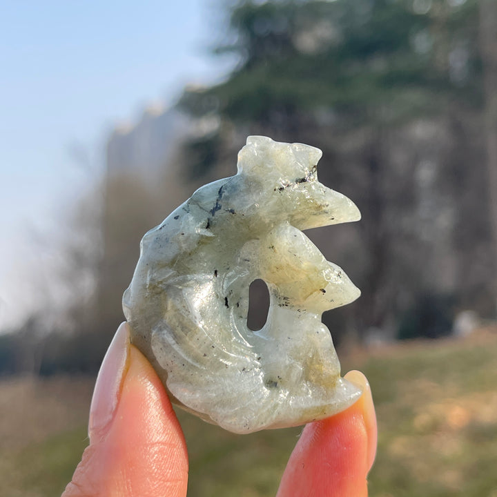 Natural Crystal Carving Moon Nine-Tailed Fox