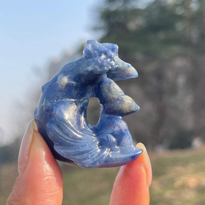 Natural Crystal Carving Moon Nine-Tailed Fox