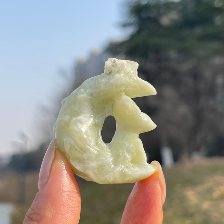 Natural Crystal Carving Moon Nine-Tailed Fox