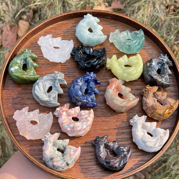 Natural Crystal Carving Moon Nine-Tailed Fox
