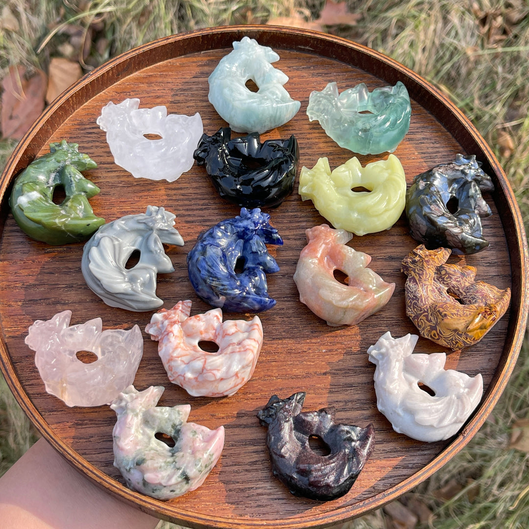Natural Crystal Carving Moon Nine-Tailed Fox